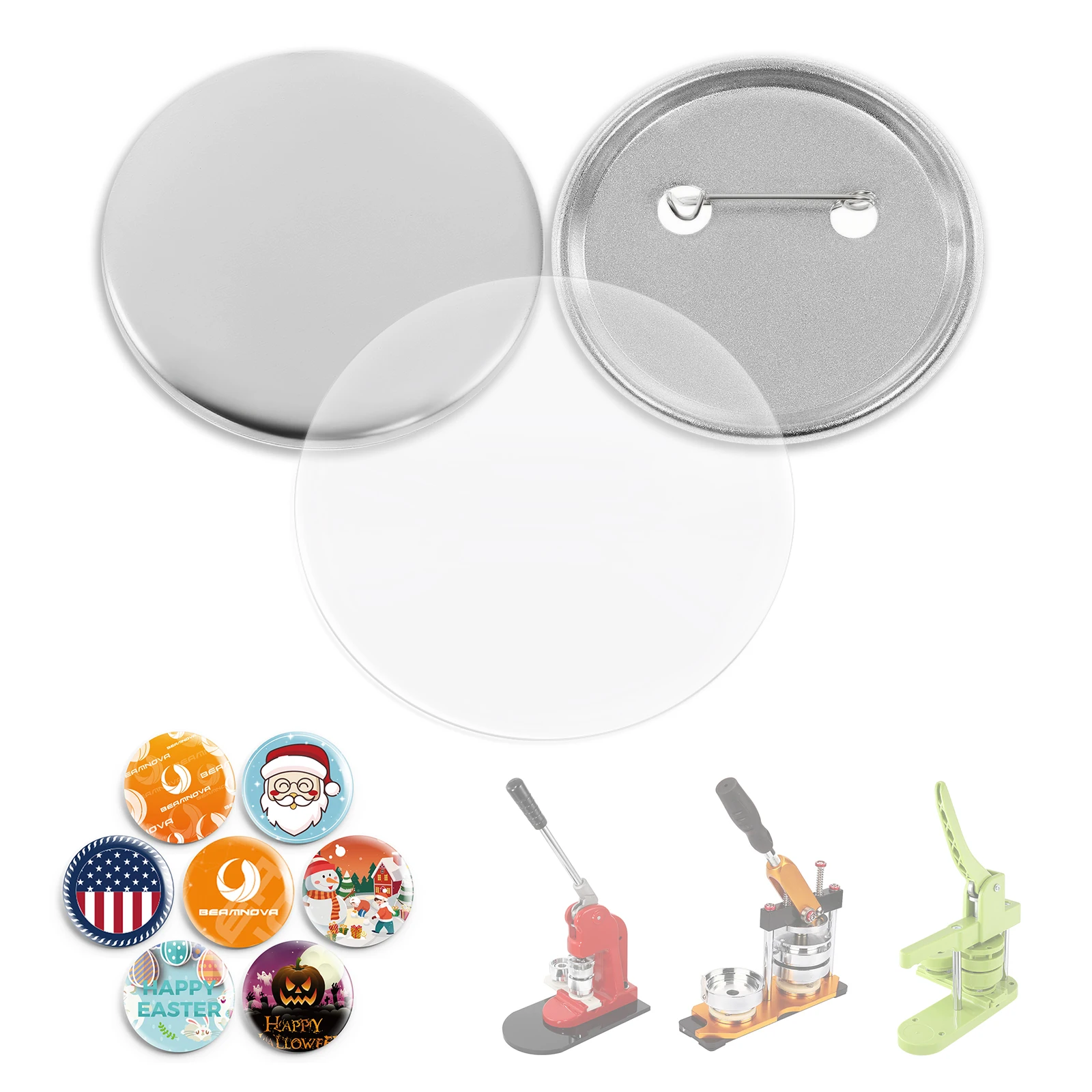 100 مجموعة من مواد صنع شارات ا - مراجعة Button Badge Blank وسعره